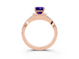 Rose gold Emerald Cut Tanzanite Halo Twist Band Solitaire Prong Setting Ring_3