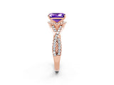 Rose gold Emerald Cut Tanzanite  Halo Twist Band Solitaire Prong Setting Ring_38