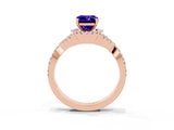 Rose gold Emerald Cut Tanzanite  Halo Twist Band Solitaire Prong Setting Ring_39