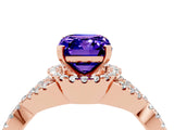 Rose gold Emerald Cut Tanzanite  Halo Twist Band Solitaire Prong Setting Ring_40