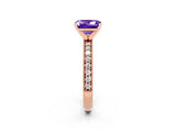 Rose gold Emerald Cut Tanzanite Milgrain Pavé Engagement Ring with Four-Prong Setting_14