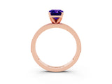 Rose gold Emerald Cut Tanzanite Milgrain Pavé Engagement Ring with Four-Prong Setting_15