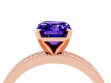 Rose gold Emerald Cut Tanzanite Milgrain Pavé Engagement Ring with Four-Prong Setting_16