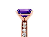 Rose gold Emerald Cut Tanzanite Milgrain Pavé Engagement Ring with Four-Prong Setting_17