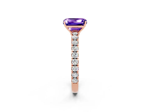 Rose gold Emerald Cut Tanzanite Pavé Solitaire Engagement Ring with Four-Prong Setting_14