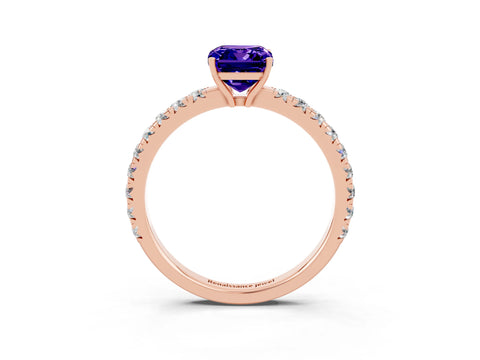 Rose gold Emerald Cut Tanzanite Pavé Solitaire Engagement Ring with Four-Prong Setting_15