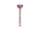 Rose gold Emerald Cut Tanzanite Pavé Solitaire Ring with Round Band and Prong Setting_26