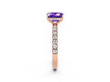 Rose gold Emerald Cut Tanzanite Pave Band Solitaire Ring with Four-Prong Setting_26