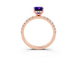 Rose gold Emerald Cut Tanzanite Pave Band Solitaire Ring with Four-Prong Setting_27