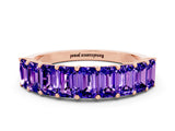 Rose gold Emerald Cut Tanzanite Prong-Set Eternity Band_6