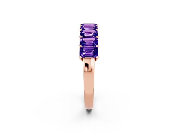 Rose gold Emerald Cut Tanzanite Prong-Set Eternity Band