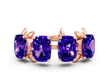 Rose gold Emerald Cut Tanzanite Prong-Set Half Eternity Band_18