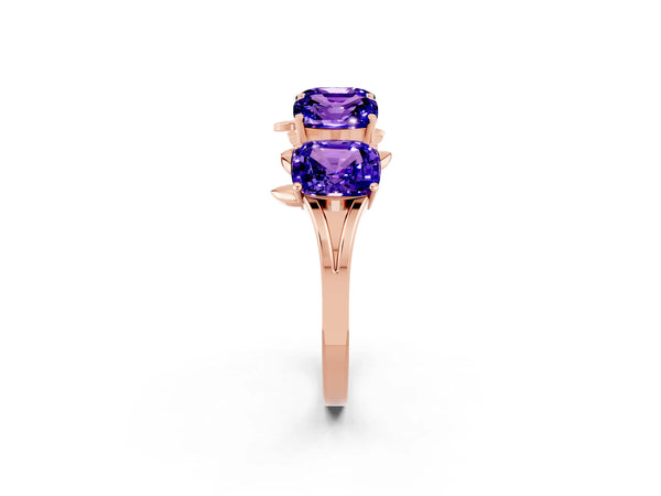 Rose gold Emerald Cut Tanzanite Prong-Set Half Eternity Band