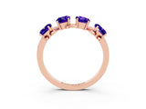 Rose gold Emerald Cut Tanzanite Prong-Set Half Eternity Band_21