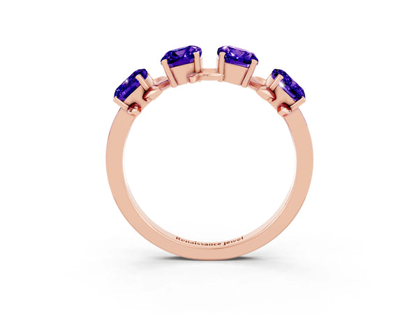 Rose gold Emerald Cut Tanzanite Prong-Set Half Eternity Band