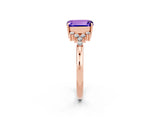Rose gold Emerald Cut Tanzanite Ring with Side Stones and Four-Prong Setting_38