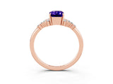Rose gold Emerald Cut Tanzanite Ring with Side Stones and Four-Prong Setting_39