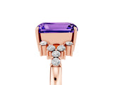 Rose gold Emerald Cut Tanzanite Ring with Side Stones and Four-Prong Setting_41
