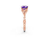 Rose gold Emerald Cut Tanzanite Solitaire Celtic Knot Ring with Four-Prong Setting_14