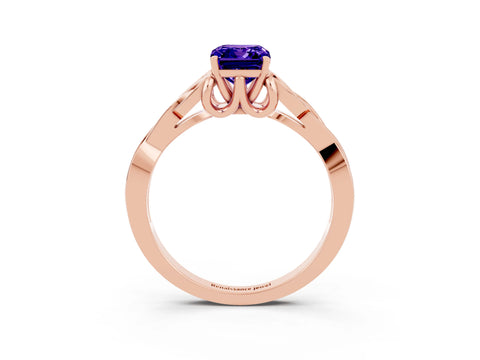 Rose gold Emerald Cut Tanzanite Solitaire Celtic Knot Ring with Four-Prong Setting_15
