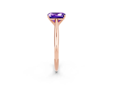 Rose gold Emerald Cut Tanzanite Solitaire Engagement Ring with Cathedral Setting and Four-Prong Mount_14