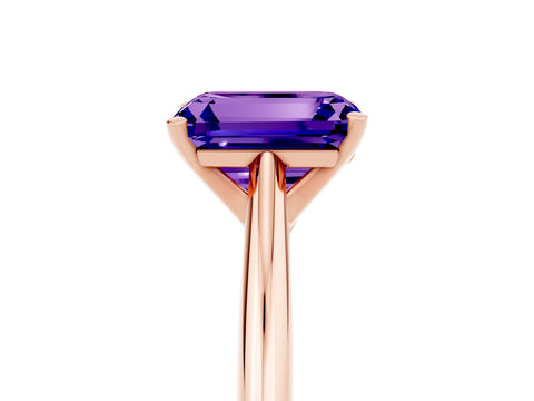 Rose gold Emerald Cut Tanzanite Solitaire Engagement Ring with Cathedral Setting and Four-Prong Mount_17