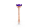 Rose gold Emerald Cut Tanzanite Solitaire Engagement Ring with Cathedral Setting and Four-Prong Mount_26