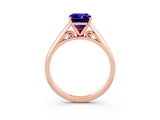 Rose gold Emerald Cut Tanzanite Solitaire Engagement Ring with Cathedral Setting and Four-Prong Mount_27