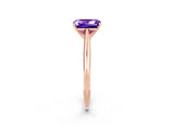 Rose gold Emerald Cut Tanzanite Solitaire Engagement Ring with Cathedral Setting and Four-Prong Mount_32