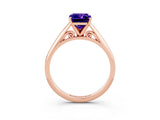 Rose gold Emerald Cut Tanzanite Solitaire Engagement Ring with Cathedral Setting and Four-Prong Mount_33