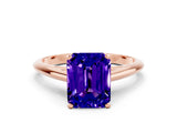Rose gold Emerald Cut Tanzanite Solitaire Engagement Ring with Cathedral Setting and Four-Prong Mount_66