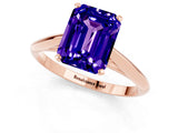 Rose gold Emerald Cut Tanzanite Solitaire Engagement Ring with Cathedral Setting and Four-Prong Mount_67