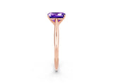 Rose gold Emerald Cut Tanzanite Solitaire Engagement Ring with Cathedral Setting and Four-Prong Mount_68