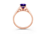 Rose gold Emerald Cut Tanzanite Solitaire Engagement Ring with Cathedral Setting and Four-Prong Mount_69