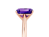 Rose gold Emerald Cut Tanzanite Solitaire Engagement Ring with Cathedral Setting and Four-Prong Mount_71