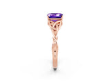 Rose gold Emerald Cut Tanzanite Solitaire Engagement Ring with Celtic Knot Band and Four-Prong Setting_2