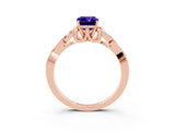 Rose gold Emerald Cut Tanzanite Solitaire Engagement Ring with Celtic Knot Band and Four-Prong Setting_3