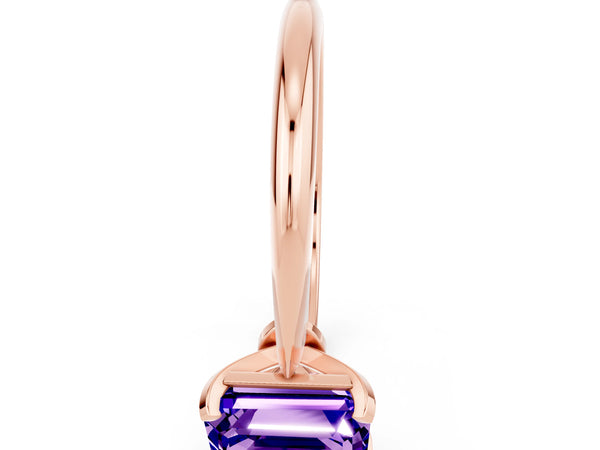 Rose gold Emerald Cut Tanzanite Solitaire Engagement Ring with Classic Band and Four-Prong Setting