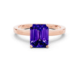 Rose gold Emerald Cut Tanzanite Solitaire Engagement Ring with Classic Band and Four-Prong Setting_24