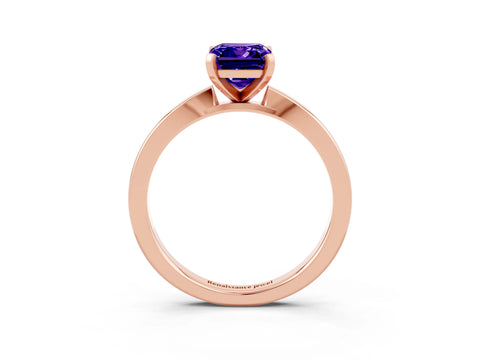 Rose gold Emerald Cut Tanzanite Solitaire Engagement Ring with Classic Band and Four-Prong Setting_27