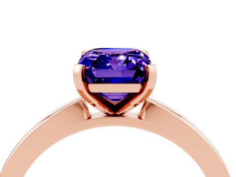Rose gold Emerald Cut Tanzanite Solitaire Engagement Ring with Classic Band and Four-Prong Setting_28