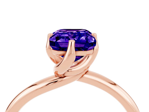 Rose gold Emerald Cut Tanzanite Solitaire Engagement Ring with Four-Prong Setting and Classic Band_16