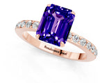 Rose gold Emerald Cut Tanzanite Solitaire Engagement Ring with Pavé Band and Four-Prong Setting_1