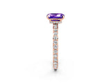 Rose gold Emerald Cut Tanzanite Solitaire Engagement Ring with Pavé Band and Four-Prong Setting_2