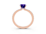 Rose gold Emerald Cut Tanzanite Solitaire Engagement Ring with Pavé Band and Four-Prong Setting_3