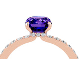 Rose gold Emerald Cut Tanzanite Solitaire Engagement Ring with Pavé Band and Four-Prong Setting_4