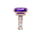 Rose gold Emerald Cut Tanzanite Solitaire Engagement Ring with Pavé Band and Four-Prong Setting_5