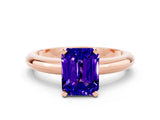 Rose gold Emerald Cut Tanzanite Solitaire Engagement Ring with Round Band and Four-Prong Setting