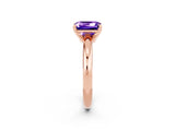 Rose gold Emerald Cut Tanzanite Solitaire Engagement Ring with Round Band and Four-Prong Setting_2