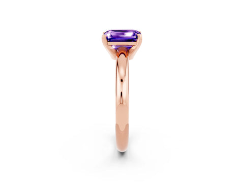 Rose gold Emerald Cut Tanzanite Solitaire Engagement Ring with Round Band and Four-Prong Setting_2